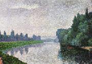 Albert Dubois-Pillet The Marne River at Dawn oil painting artist